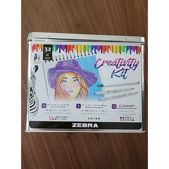 Zebra Creativity Kit Marker Set 32Ct w/ Box Midliner Brush Pens Marker Pens - Picture 1 of 3